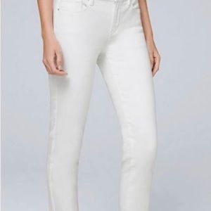 Slim cropped white jeans from White House Black Market; size 8